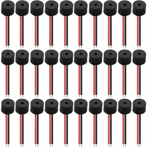 30 Pcs Electronic Buzzer DC 3V 5V 6V 9V 12V 85dB Alarme Sonore Électronique Buzzer Système d'Alarme Sirène 12v, avec CâbleSon Continu Buzzer, pour Circuits Physiques,SEMAket (1/5)