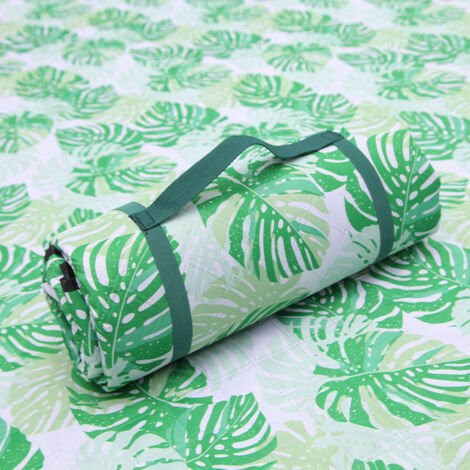Couverture de Pique-Nique,200x200cm,Imperméable et Anti-Sable,Motif Feuille Tapis de Plage Résistant,Pliable,Idéale pour Camping,Plage,Randonnée,Facile à Transporter avec Poignée et Velcro (1/5)