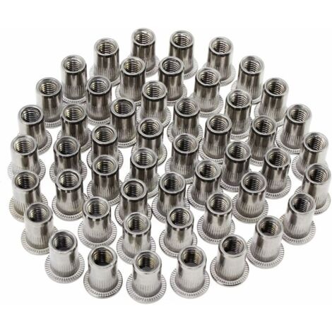 Acier inoxydable Rivet Écrou Écrou Écrou Outil Plat Tête Filetée Rivet Nutsert Cap M6 Type 50 PCS (M6 Type Stainless Steel Rivet Nut)