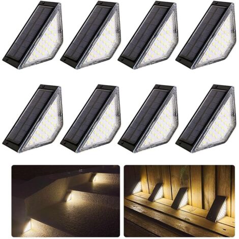 Lot de 8 Lumiere Solaire Exterieur, Lampe Solaire Exterieur, Eclairage à LED Lampe Solaire Exterieur, Lumière D'escalier Solaire, IP65 Étanche Decoration pour Balcon, Clôture, Escalier, Mur (1/5)
