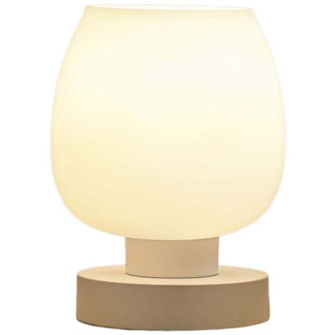 Lampe de table de chevet avec couvercle en verre, commande tactile, deux ports de chargement USB A+C, lampe de table de chevet, intensité variable à 3 voies, ampoule incluse