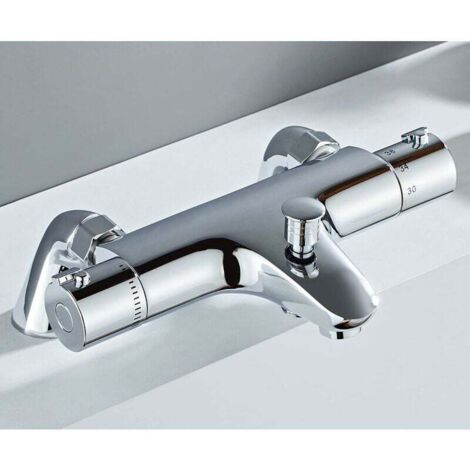 Mitigeur baignoire thermostatique – Technologie turbo thermostatique – Valve anti-brûlure à 38°C – Laiton massif finition chromée – Filetage G 3/4