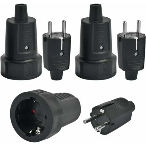 3 Fiches Mâle et 3 Prise Femelle, Fiche Électrique 2 Broches 250V 16A Fiche pour Câble 6-10 mm (1/5)