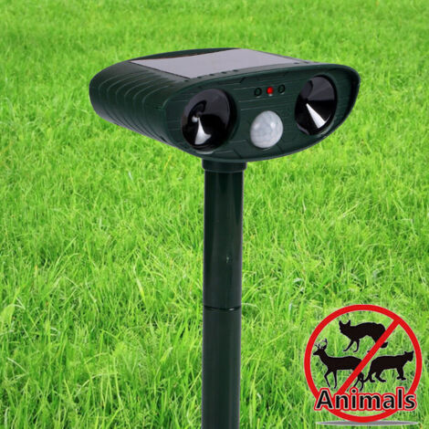 Répulsif Chat Ultrason, Répulsif Animaux Alarme Sonore et Visuelle, Charge de Solaire , Répulsif Étanche avec 5 Fréquence Réglables pour Chats, Chiens (1/5)