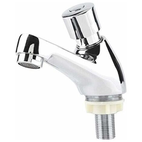 Robinet Temporisé Lave Main Lavabo Robinet Chromé Fermeture Automatique Robinet D'économie D'eau Robinet pour Cuisine Salle de Bain Lave-main WC (1/5)