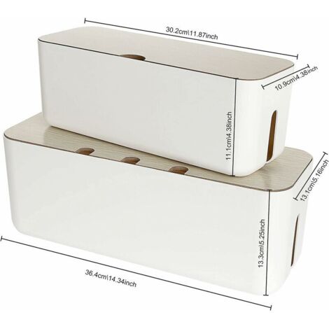 Lot de 2 boîtes de rangement de câbles en plastique avec 20 attaches de fil, organiseur de cordon d'alimentation transparent avec 7 compartiments, organiseur électronique pour bureau, maison