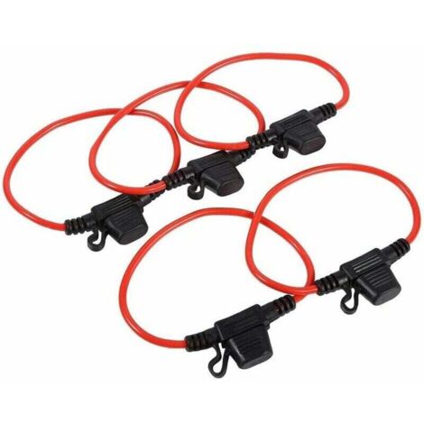 5 Pièces Porte-fusibles Moyen Lame Enfichable Etanche avec Fil, DC 12V 30A Standard Porte Fusible à Lame Véhicule Voiture Motor Fusible Plat en Ligne Porte-lame éclaboussures (1/5)