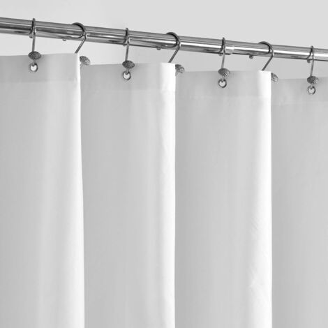 Rideau de douche en tissu imperméable avec 3 aimants – Doublure de qualité hôtelière douce, légère et lavable en machine – Taille standard 72 x 72, blanc (1/5)