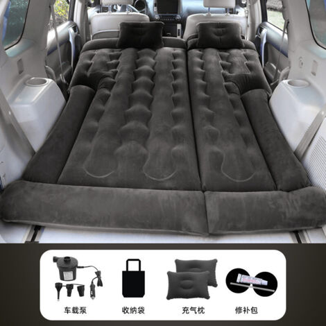 Matelas Gonflable Lit Gonflable pour Voyage sur Voiture Coussin Gonflable Sièges d'auto Multifonctionnel avec Pompe à air et Oreillers pour Véhicule SUV pour Picnic Voyage Camping (L Noir) (1/2)