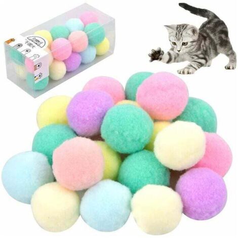 20 pièces balles de jouet pour chat Bobble chat en peluche balle extensible fourrure chat balle pour chaton chat jouerPour les animaux de compagnie