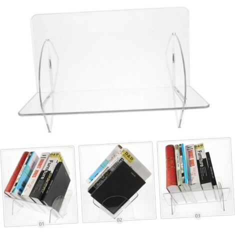 Organiseur de livres de bureau transparent, support de livre de table pratique pour le bureau et l'étude, structure porteuse solide, rangement simple et élégant (1/5)