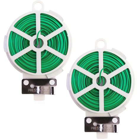 Attache Plante 2 Pièces, 400m Fil d'acier Intégré, Ficelle Jardin, Anti-Oxydation, Equipé de Ciseaux, Fil de Fer Jardin, Convient pour Ramification des Plantes, Fixation Auxiliaire (1/5)