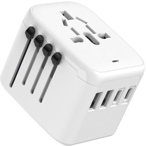 Adaptateur Prise Universelle Voyage International - 5 in1 Travel Adapter Internationale avec 2 USB 2 Type C et 1 AC Universel France vers UK USA Australie Thailande Japon (1/5)