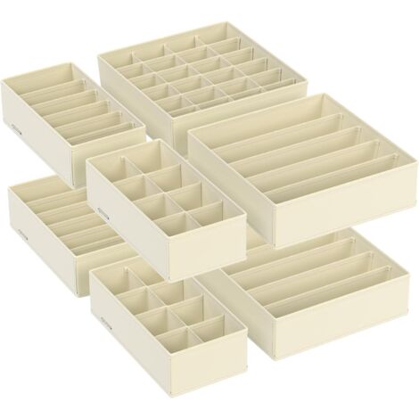 Lot de 8 Séparateurs de Tiroirs, Organiseur de Sous-vêtements Pliables, pour Soutiens-gorge, Culottes, Chaussettes et Cravates, Boîtes de Rangement en Tissu pour Armoires, Beige