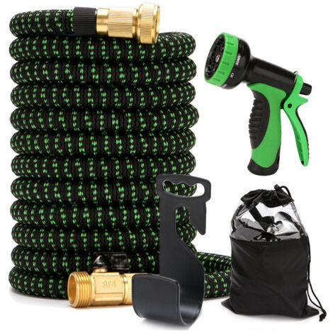 30m/100FT Tuyau d'Arrosage Extensible - Tuyau d'arrosage flexible avec 10 Modèles de Pulvérisation Convient aux Robinets de 1/2" et 3/4" Raccords en Métal Durables pour Jardin, Arrosage, Nettoyage (1/5)