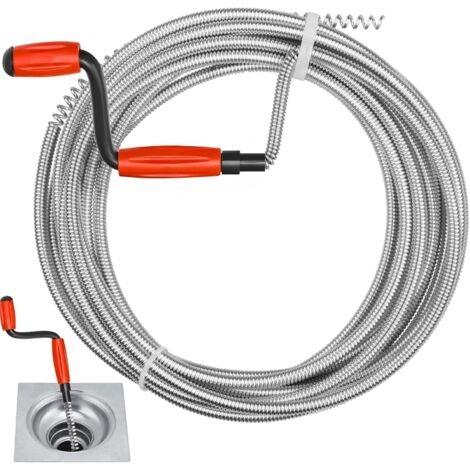 Furet déboucheur de canalisation 5m × 6mm – Acier au carbone flexible – Manivelle pour confort d'utilisation – Convient aux éviers et baignoires (1/5)