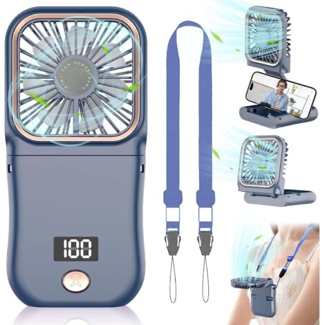 Ventilateur de Poche,Mini Ventilateur Portable USB,Ventilateur a Main Rechargeable par USB 4000mAh,Personnel Ventilateurs Portatif Pliable,Petit Ventilateur Silencieux Pour Bureau,Voyage,Camping-Bleu