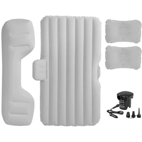 Matelas Voiture, Matelas Gonflable Voiture, Lit Gonflable 1 Place, avec Pompe à Air Électrique 12V et 3 Adaptateurs (Gris)