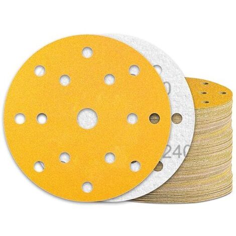 60 Pièces Disque Abrasif 150mm Grain 240 15 Trous pour Ponceuse Excentrique (1/5)