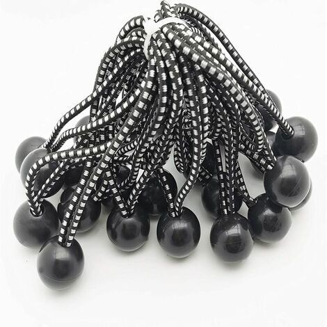 25 Tendeur Elastique Caoutchouc Professionnel avec Boule (Noir 145 mm) pour Tentes, Bâches, Affiches. Tendeur Bâche, Sangle Élastique, Support de Bâche, Caoutchouc de Bâche, Tendeur Caoutchouc.- (1/5)