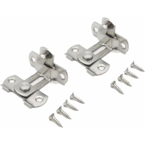 Verrou de porte à angle droit 90 degrés Boulon de verrouillage de boucle de verrouillage Boulon de barillet à verrou coulissant avec vis pour portes de toilette et fenêtres 2 Pcs (1/5)