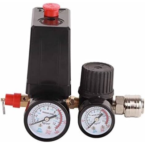 Compresseur de pressostat 220V – Régulateur de pression 0,5-0,8 MPA – Manomètre clair – Installation facile pour compresseurs d'air