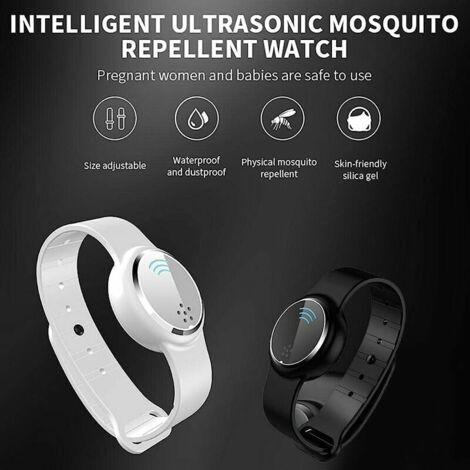Bracelet Anti-moustiques, Montre Anti-Moustiques étanche à Ultrasons par USB pour Intérieur et Extérieur, Convient Aux Adultes et Aux Enfants (1/5)