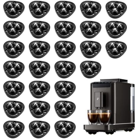 28 PCS Roulettes à Billes Auto-adhésif en Acier et ABS, Mini Roue Adhésivf Robust, Roulettes de Meubles à Billes de Transfert Modèle à 3 Perles pour Poubelles, Boîtes, Pots de Fleurs(Noirs) (1/5)