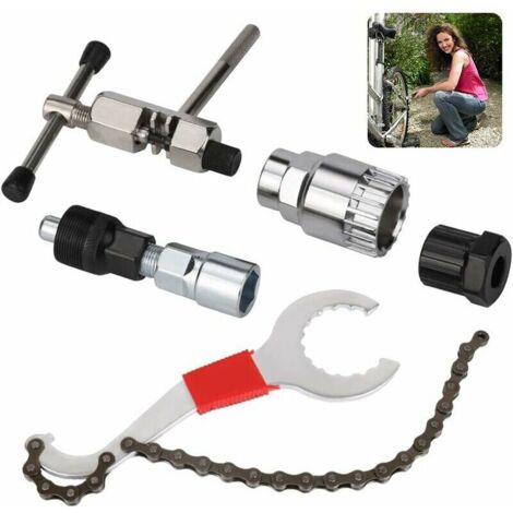Outil de maintenance pour vélo – Kit de 5 outils de réparation – Extracteur de manivelle et chaîne – Acier au carbone durable
