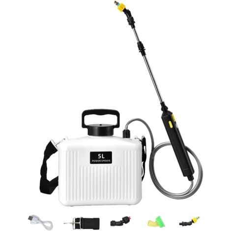 Pulvérisateur électrique de Jardin, pulvérisateur d'épaule, Tige résistante à l'usure s'étendant jusqu'à 60cm, Tige rétractable pour Le, 5L Blanc (1/5)