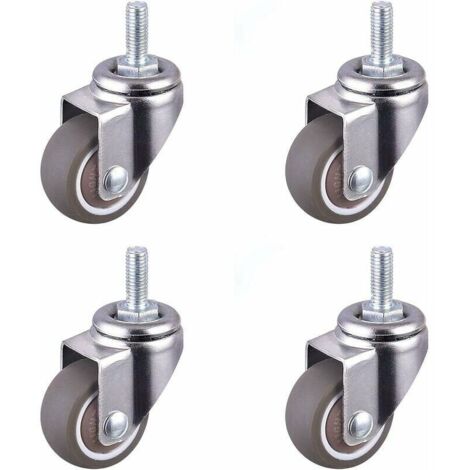 Roulette pivotante en caoutchouc souple M6 – Diamètre 25mm – 4 roulettes pour meubles – Utilisation intérieure et extérieure (1/5)