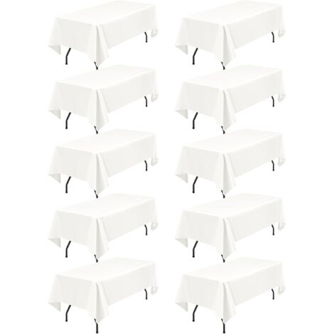 10 paquet de nappes en polyester Ivoire, 153x260 cm pour ivoire nappe rectangulaire de 1,8 m, lavables et réutilisables, résistantes aux taches et aux plis, pour fête de mariage restaurant décoration