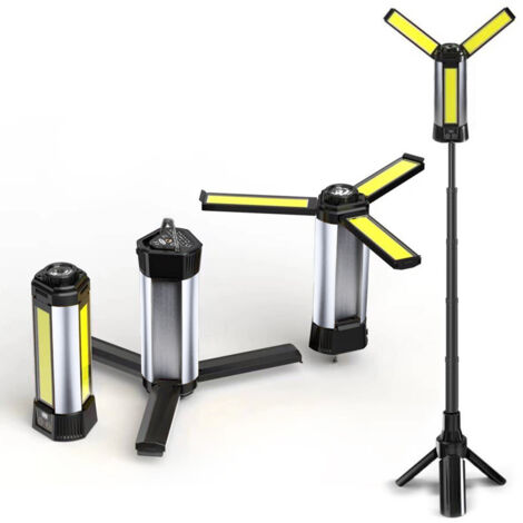 Projecteur de chantier LED 8000 lumens – Batterie 6000 mAh – Éclairage réglable – Trépied extensible – Pour chantiers extérieurs
