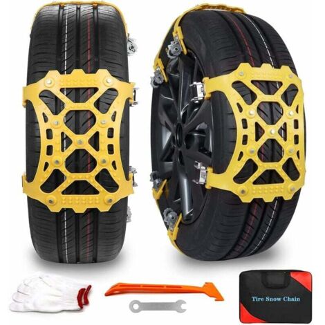 6 chaînes à neige universelles faciles à installer – Pour pneus 165-285 mm – Matériau TPU résistant à l'usure – Clous en aluminium antidérapants