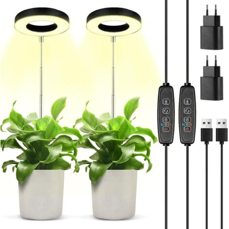Lampe de culture LED à spectre complet – 9 niveaux de luminosité – Hauteur réglable 17 à 62 cm – Minuterie 3/6/12H pour soins des plantes