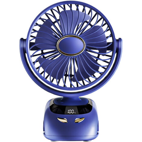 USB Ventilateur Pince, LED Affichage Ventilateur de Bureau 5 Vitesses Silencieux Rotation 90° Ventilateurs de Table, Ventilateurs à Pince pour Camping, Maison, Bureau, Chambre à Coucher (Bleu) (1/5)