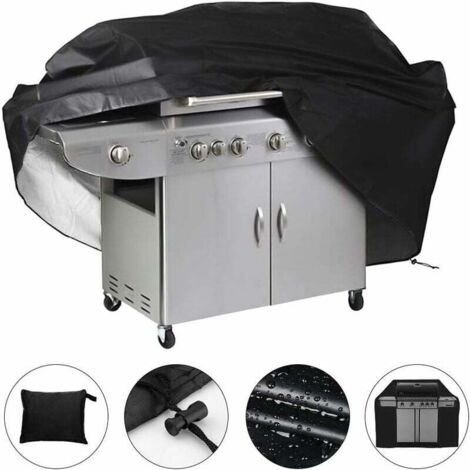Housse de barbecue et plancha Bâche de protection étanche pour barbecue 145 x 61 x 117cm (Noir) (1/5)