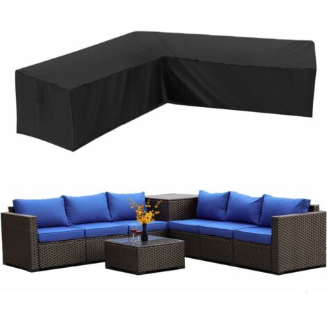Housse Canapé d'angle Jardin Imperméable 210D Oxford Anti-Poussière Housse pour Meubles de Jardin Forme en L Couverture canapé de Coin (21521587)