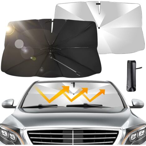 Pare Soleil Voiture Pare Brise Avant,Pare-Soleil Voiture,145  79CM Pare Soleil Parapluie pour Voiture AVCE 360° Tourner Poignée,Pare Soleil pour Bloque 99,9% Rayons UV