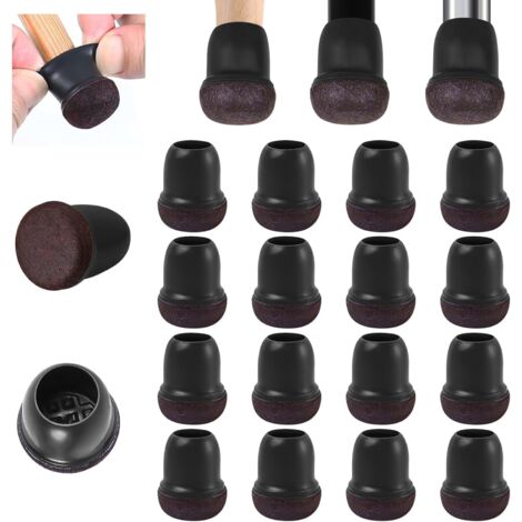 Protection Pied de Chaise, 14-15mm Patins pour Chaises en Silicone avec Feutre épaissi, 16 pièces Noir Petit Patin de Chaise Protections Tampon de Sol, réduire Les Rayures (1/5)