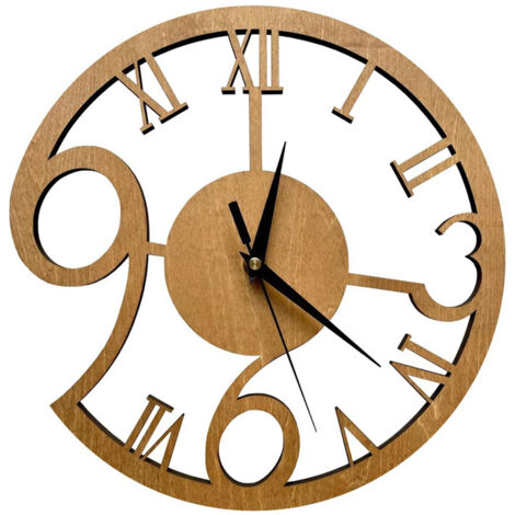 Horloge murale en bois, style artistique, moderne et classique, design unique, 11,5 pouces, pour salon, cuisine, bureau, chambre à coucher, silencieuse, sans tic-tac, alimentée par batterie