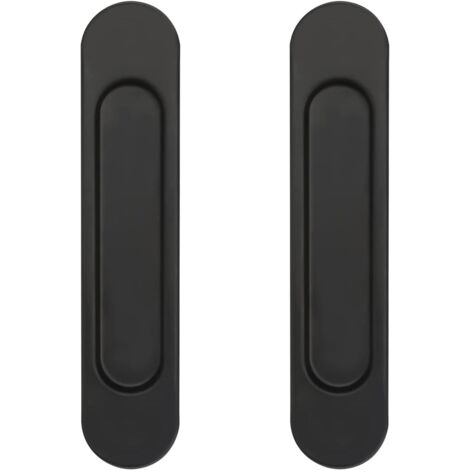 2 Pièces Poignée de Porte Coulissante Ovale 14,8 CM Poignée Porte Coulissante Poignées de Porte Coulissante Auto-Adhésives,Convient pour Armoires, Fenêtres, Portes Coulissantes(Noir) (1/5)