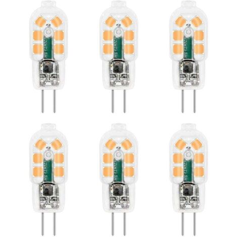 Ampoule G4 LED 12V 2W Blanc Chaud 3000K, 200lm, Équivalent Lampe Halogène G4 10W 20W, non-dimmable, Bi-pin G4 12V LED AC DC pour Lustre, Lampe de Table, lot de 6 [Classe énergétique F]