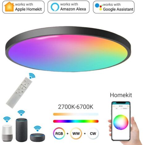 Plafonnier LED 24/36W avec haut-parleur Bluetooth – Télécommande et contrôle APP – Changement de couleur RGBCW – Réglable pour chambre, cuisine, salon (1/4)