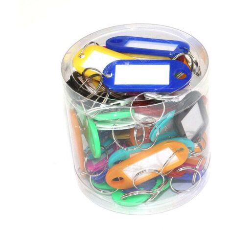 Porte Clés Coloré,50Pack Plastique Principales Balises Clair Porte-clés Étiquettes à Bagages pour Etiquette de Nom de Bureau d'hôtel Voyage Mémoire Bagagerie 10 Couleurs (1/5)