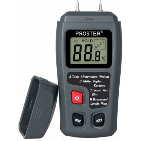 Testeur d'Humidité Bois à 2 Broches Détecteur d'Humidité Numérique avec Écran LCD HD Hygromètre Bois Plage de 0-99.9 % Précision de 0.5% Résolution +/- 0.1% pour bois, buches, béton, carton (1/5)
