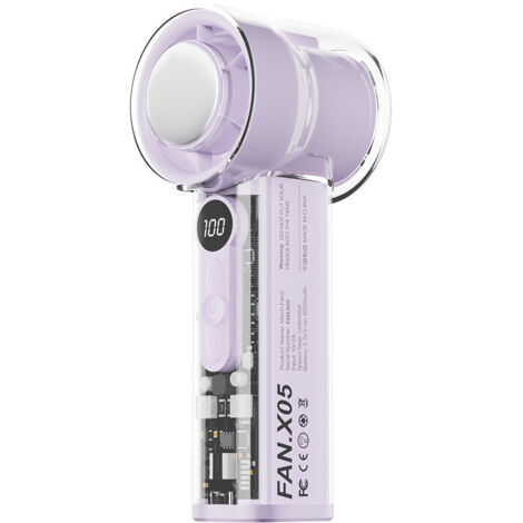 Ventilateur de Poche Portable avec Glacière Intégrée, Batterie 3000mAh, 6 Vitesses, Écran LED, Turbo Haute Vitesse, Coque Transparente, Idéal pour Voyages, Été, Concerts et Extérieur (1/3)