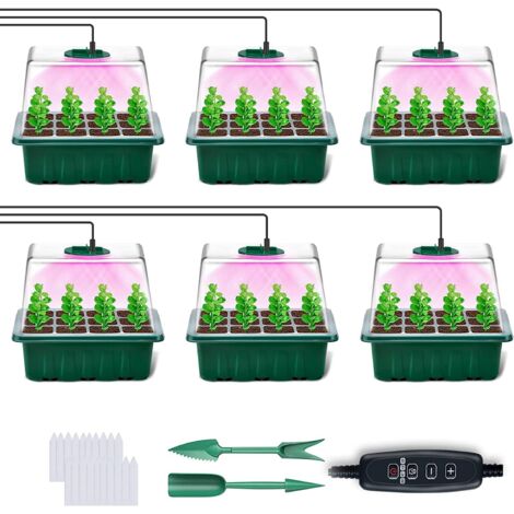 Plaque Semis,Lampe de Croissance pour Semis,Serre Chauffante pour Semis,6 Pièces,pour Une Croissance et Une humidité optimales