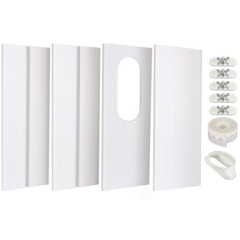 Kit de calfeutrage fenêtre climatiseur mobile 4PCS – Plaques réglables 43-140 cm en PVC – Installation facile pour fenêtres coulissantes