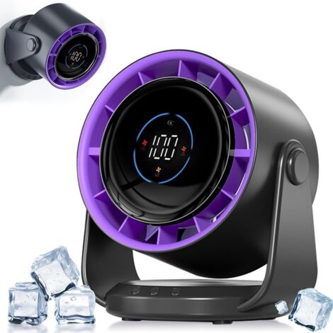 Ventilateur de Bureau,4000mAh Ventilateur à Pile,Affichage LED,1-199 vitesses et tête rotative à 105°, Ventilador de Pared de Puissant Flux d'Air pour Bureau et Maison,Chambre,cuisine (1/5)